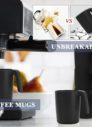 Homienly Wheat Straw Coffee Mugs 6 PCS, Alternative to Plastic Mugs with Handles, Unbreakable Coffee Mugs, Reusable Camping Mug Drinking Cups Set, Microwave and Dishwasher Safe Cups for Kitchen(Black)