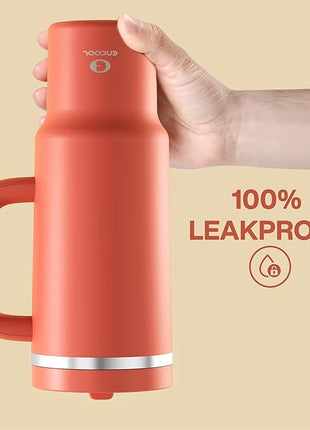 ENCOOL 40 oz Tumbler with Handle and Straw: Stainless Steel Insulated Tumbler Keeps Cold for 24 Hours, Leakproof Travel Cup Fits in Cup Holder and BPA-Free,Tawny Orange