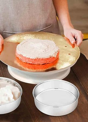 TeamFar 6 Inch Cake Pan, Round Cake Pan Tier Baking Pans Set Stainless Steel, Fit in Pot Pressure Cooker Air Fryer, Healthy & Toxic Free, Mirror Finish & Sturdy, Oven & Dishwasher Safe - Set of 3
