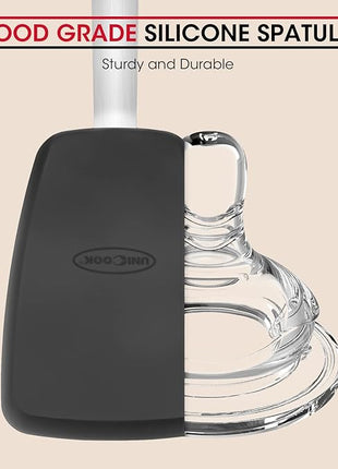 Unicook 2 Pack Flexible Silicone Spatula, Turner, 600F Heat Resistant, Ideal for Flipping Eggs, Burgers, Crepes and More, Black