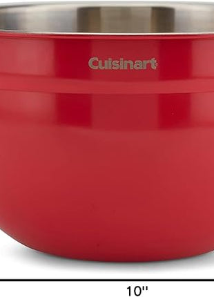 Cuisinart CTG-00-SMB Stainless Steel Mixing Bowls with Lids, Set of 3, Red