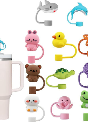 11Pcs Straw Cover for Stanley Cup, Silicone Straw Topper for Stanley Cup 30&40oz with Tumblers, 10mm 0.4in Lid Accessories (Reusable)