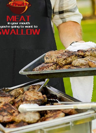 ZOORON Funny Black Chef Aprons for Men Adjustable BBQ Grill Kitchen Cooking Aprons with Pockets, Grill Accessories