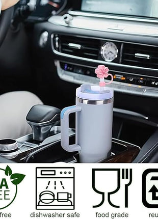 Silicone Straw Caps for 10mm Tumblers | Reusable Dust-Proof Straw Toppers Compatible with Stanley 30oz & 40oz Tumbler (pink 3p)