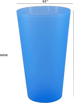 Reusable 32-ounce Drinking Cups - Unbreakable Large Plastic Tumblers set of 12, BPA Free Dishwasher Safe in 6 Assorted Colors for Indoor Outdoor Use