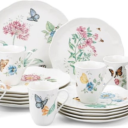 Lenox 6342794 Lenox Butterfly Meadow 18-Piece Dinnerware Set White