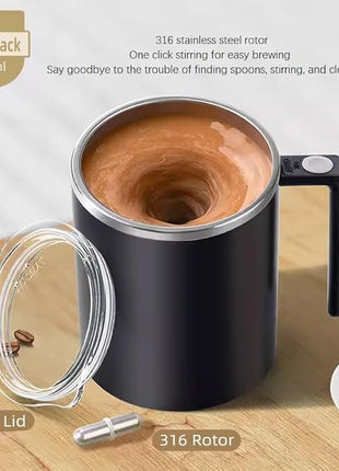 Self Stirring Mug,Self Stirring Coffee Mug,Suitable for Coffee, Milk, Cocoa and Other Beverages (Daik Black, 12 Ounces)