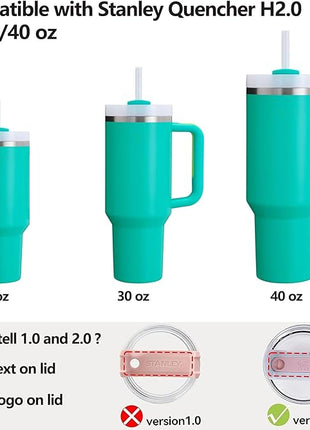 Silicone Spill Stopper Set Compatible with Stanley Cup 2.0 30oz & 40oz with Straw Cover (Set of 2, Tropical Teal)