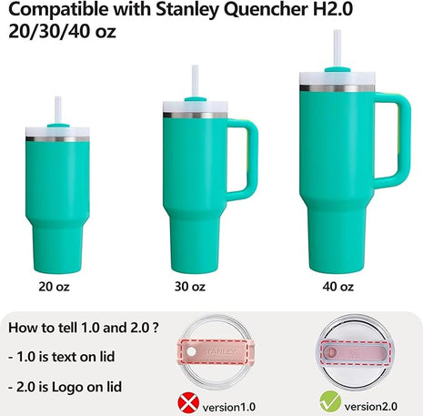 Silicone Spill Stopper Set Compatible with Stanley Cup 2.0 30oz & 40oz with Straw Cover (Set of 2, Tropical Teal)