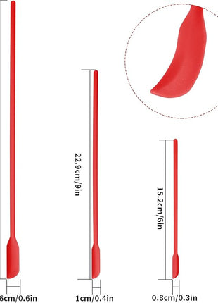 4pcs Mini Silicone Spatula Set, 3 Size Makeup Spatula Small Rubber Spatula for Thin Jar Skinny Openings Bottles, Tiny Scraper for Kitchen and Cosmetic, Multipurpose Scraping Mixing Tools (Red)