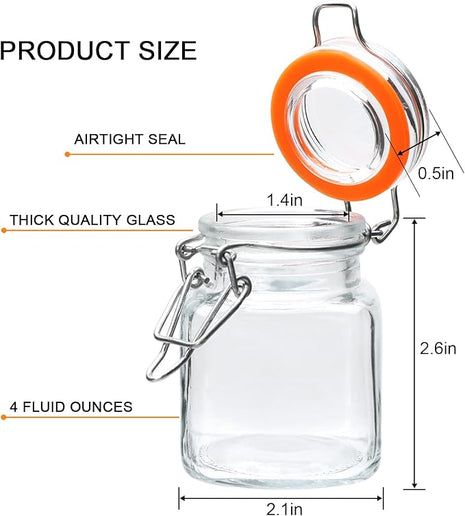 Encheng 4 oz Glass Jars With Airtight Lids And Leak Proof Rubber Gasket,Small Mason Jars With Hinged Lids For Kitchen, Mini Spice Jars With Twine And Tags Labeling 30 Pack