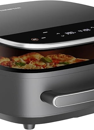 Extra Large Air Fryer,11-IN-1 6 QT 450F Air Fryer with Superior Airflow, Dual Heat Source Technology, Smart Digital Wide Fryer with Basket, Fits a 12" Pizza or 33 Chicken Wings