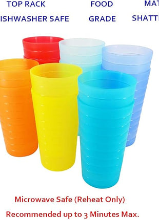 22-ounce Plastic Tumblers Unbreakable BPA Free Dishwasher Safe Set of 12 in Multicolors Reusable Drinking Cups