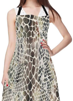 EKOBLA Snake Pattern Aprons Animal Skin Artwork Watercolor Painting Art Crocodile Waterproof Resistant Chef Cooking Kitchen BBQ Adjustable Aprons for Women Men 27x31 Inch