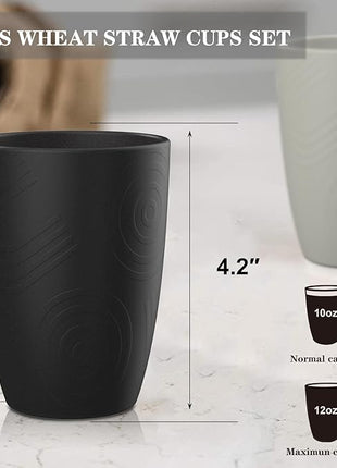 Homienly Wheat Straw Stackable Water Tumblers 6 PCS Cups Alternative to Plastic Cups Unbreakable Drinking Cup Reusable Dishwasher Safe Water Glasses Dishwasher and Microwave Safe(12 OZ Grey Stone)