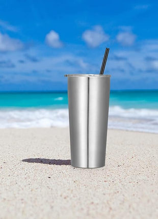 VEGOND 20oz Tumbler Bulk with Lid and Straw 1 Pack, Stainless Steel Vacuum Insulated Tumbler, Double Wall Coffee Cup Travel Mug, Stainless Steel