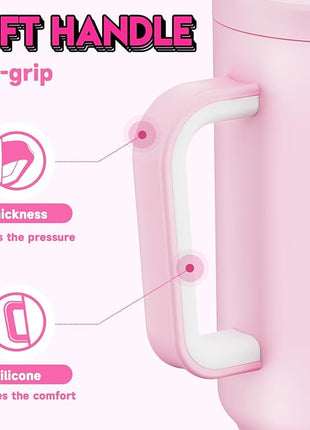 Meoky 40 oz Tumbler with Handle for Couples: Stainless Steel Insulated Tumbler with 24 Waterproof Love Stickers - Girlfriend Boyfriend Wife Husband, Love You