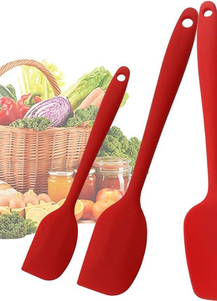 Silicone Spatulas Set, Rubber Spoon Spatula Heat Resistant Spoonula One Piece Design Seamless Spatula Non-Stick Scrapers Baking Mixing Tool (Red Set)