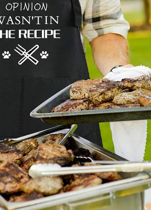 ZOORON Funny Black Chef Aprons for Men Adjustable BBQ Grill Kitchen Cooking Aprons with Pockets, Grill Accessories