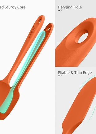 U-Taste Silicone Spatula Set: 600ºF High Heat Resistant, Seamless Food Grade Flexible Rubber Kitchen Cooking Mixing Baking Scraper for Nonstick Cookware Set of 3 (Orange)