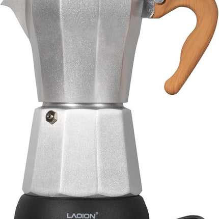 Cafeteras Electricas Modernas,6 Cup Portable Espresso Maker,300ml Moka Pot with Detachable Base & Overheat Protection, Great for Home，Office, or Travel, a Thoughtful Gift for Coffee Lovers