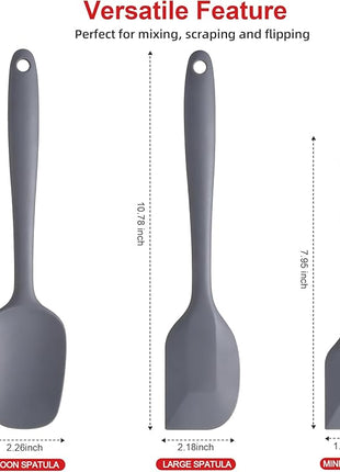 Silicone Spatula Set - Rubber Spatula - 600°F Heat Resistant Baking Spoon & Spatulas(Dark Grey)
