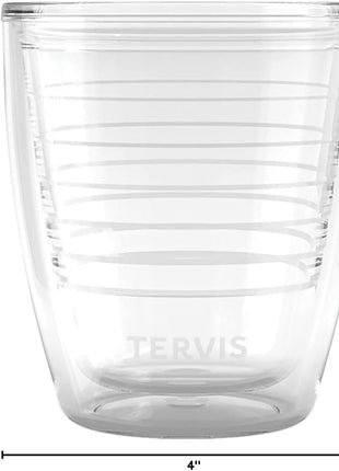 Tervis Clear & Colorful Tabletop 12oz Made in USA Double Walled Insulated Tumbler Travel Cup Keeps Drinks Cold & Hot, 12oz, Clear