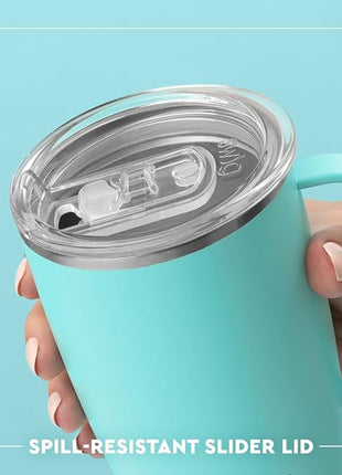 Swig Life 18oz Travel Mug, Insulated Tumbler with Handle and Lid, Cup Holder Friendly, Dishwasher Safe, Stainless Steel, Travel Coffee Cup (Sun Dance)