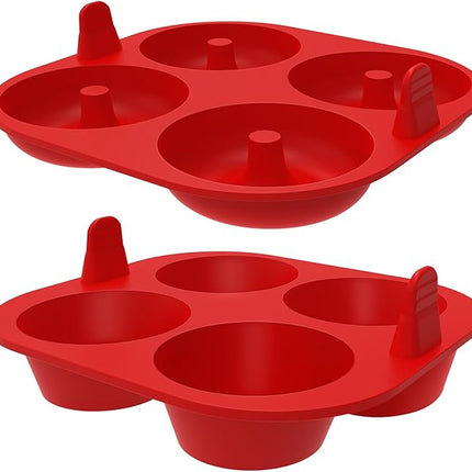 Webake Silicone Air Fryer Muffin Pan and Donut Pan, Make 2.8" Standard Size Cupcakes and Donuts, Nonstick BPA-Free, Set of 2