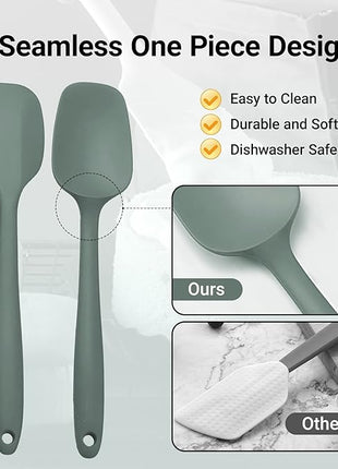 Silicone Spatula Set of 6, Rubber Spatulas Silicone Food Grade, Kitchen Utensils Set Heat Resistant Nonstick Easy to Clean Dishwasher Safe for Baking,Cooking,Mixing (Green)