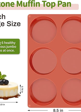 JOERSH 2-PK Silicone Egg Mold for Breakfast Sandwiches 4 Inch Round Muffin Top/Egg Pan, Oven Baking Silicone Molds for Hamburger Buns, English Muffins, Pancakes, Eggs Patty Bites