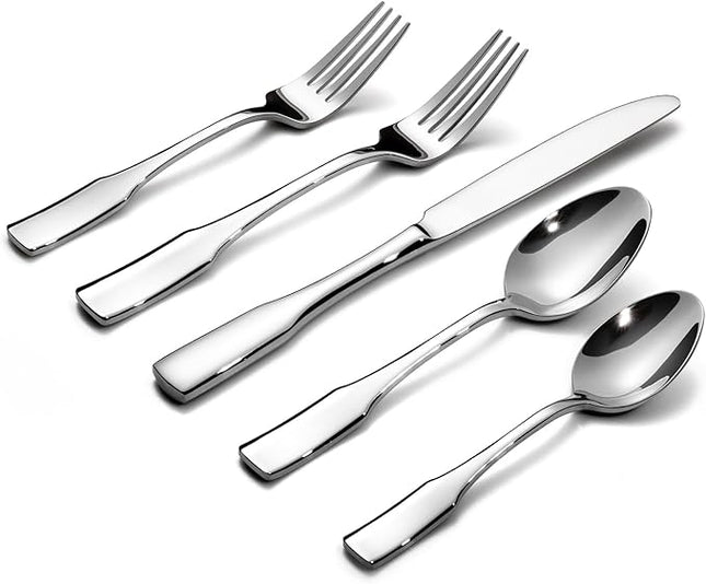 Alata Kate 60-Piece Silverware Set Stainless Steel Flatware Set,Service for 12,Mirror Polished Cutlery Set,Dishwasher Safe