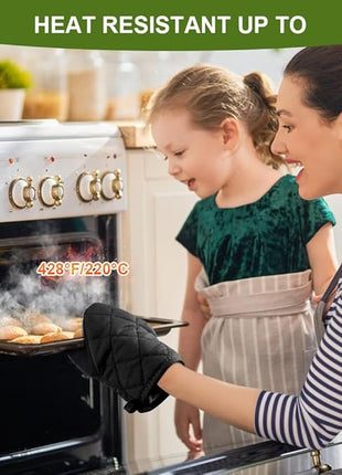 AUAUY Mini Oven Mitts, 2 Count Small Oven Mitt 220℃/428°F Heat Resistant with Non-Slip Surface and Hanging Loop Mits, Kitchen Mittens Oven Mitts, Kitchen Gloves for Oven, Baking and Grilling