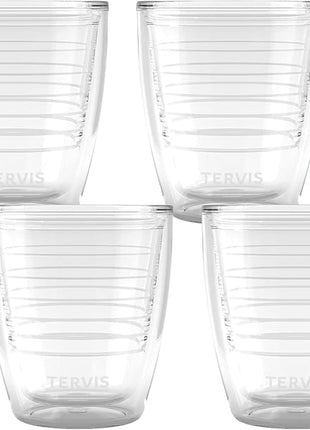 Tervis Clear & Colorful Tabletop 12oz Made in USA Double Walled Insulated Tumbler Travel Cup Keeps Drinks Cold & Hot, 12oz - 4pk, Clear