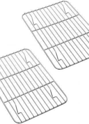 P&P CHEF Cooling Baking Rack Pack of 2, Stainless Steel Cooling Racks for Cooking Baking Roasting Grilling Drying, Dense Wires & Smooth Edge, Easy to clean, Silver, 8.6" x 6.2"