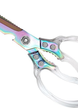 AWinjoy Heavy Duty Kitchen Scissors, Stainless Steel & Aluminum, Serrated Edge, Ambidextrous, Contemporary Style, Blade Color, Kitchen Shears
