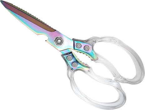 AWinjoy Heavy Duty Kitchen Scissors, Stainless Steel & Aluminum, Serrated Edge, Ambidextrous, Contemporary Style, Blade Color, Kitchen Shears