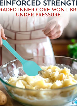 4-Piece Aqua Baking Spatula Set - Holiday Baking Essentials, Rubber Spatulas Silicone Heat Resistant, BPA-Free - Spatula Set for Nonstick Cookware - Silicone Baking Utensils