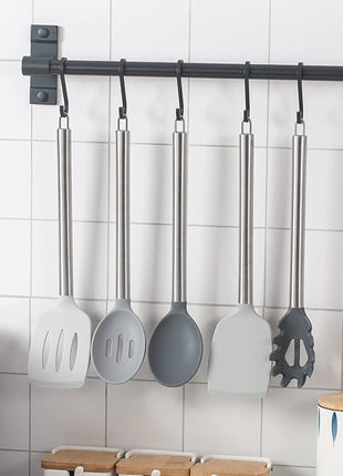 COOK WITH COLOR Silicone Cooking Utensils, Kitchen Utensil Set, Easy to Clean Silicone Kitchen Utensils, Cooking Utensils for Nonstick Cookware, Kitchen Gadgets Set, 5 Pieces, Grey Ombre