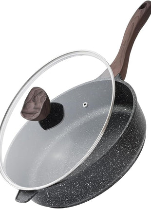 Kordisen Nonstick Deep Frying Pan with Lid, 10 Inch Non Stick Skillet, Saute Pan for Cooking, Healthy Induction Cookware, PFOA Free