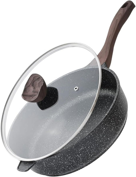 Kordisen Nonstick Deep Frying Pan with Lid, 10 Inch Non Stick Skillet, Saute Pan for Cooking, Healthy Induction Cookware, PFOA Free