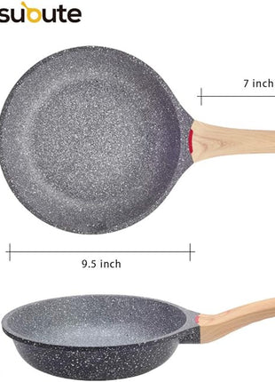 Induction Nonstick Frying Pan,Light Weight Skillet,Healthy Non Toxic Omelet Pan,All Stoves Compatible Egg Pan (grey, 9.5inch with lid)