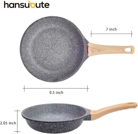 Induction Nonstick Frying Pan,Light Weight Skillet,Healthy Non Toxic Omelet Pan,All Stoves Compatible Egg Pan (grey, 9.5inch with lid)