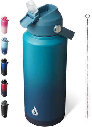 BJPKPK Water Bottle with Straw Lid, 32oz Vacuum Insulated Water Bottles, Metal Stainless Steel Thermo for Sports, Travel, BPA Free Leak Proof Thermo, Cups, Flasks, Tumblers,Vast