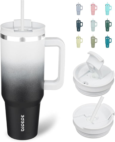 BJPKPK Insulated Tumblers With Handle And Straw 40 oz Stainless Steel Tumbler Cups With Lid,Day And Night