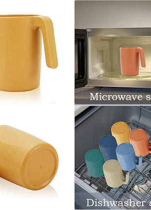 Homienly Wheat Straw Coffee Mugs, Alternative to Plastic Coffee Cups, Set of 6, Unbreakable Camping Coffee Mugs, 16 OZ Cups for Tea, Coffee, Milk, Dishwasher and Microwave Safe Kids Mug, Multi