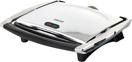 IMUSA 12x10in Stainless Steel Electric Panini Press with Temperature Control, Nonstick Plates for Sandwiches, Grilled Paninis, Quesadillas, and More