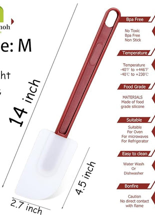 Commercial Grade Silicone Rubber Spatula Set, High Heat Spatula Scrapers 14 Inches, Commercial Spatula for Cooking, Rubber Spatula Set Resistant to 500℉ (2 Scrapers 14"/M)