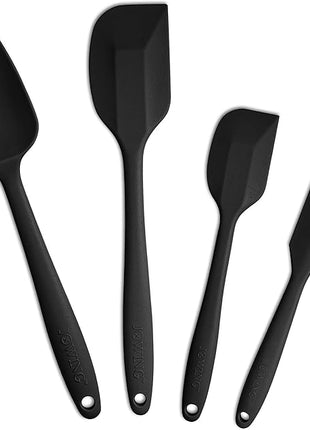4 Piece Silicone Spatula Set, Flexible Heat Resistant Non-scratch Baking Cooking Rubber Spatulas with Stainless Steel Core, Black