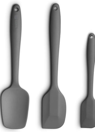 Silicone Spatula 3-piece Set, Ergonomic Handle High Heat-Resistant Spatulas, Non-stick Rubber Spatulas with Stainless Steel Core, Grey